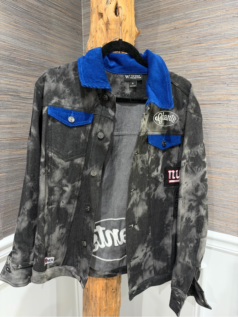 Giants Patch Black & Blue Denim Jacket